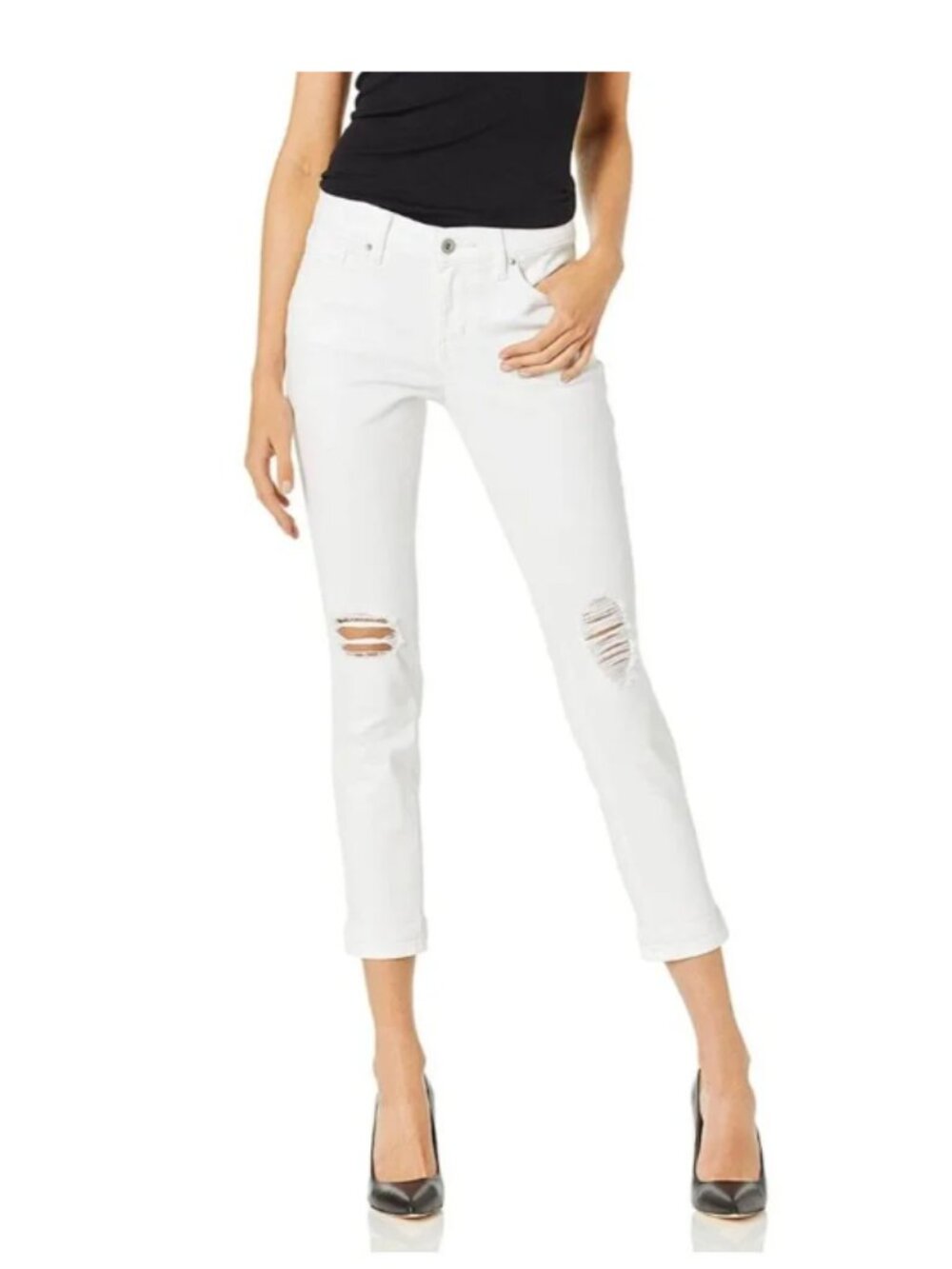 Size 14W Jessica Simpson White Forever Rolled Ankle Jean